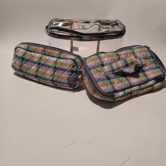 Vera Bradly 2 Piece Cosmetic Bags With Carry Case - Picture 3 of 7